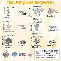 20個10スタイルアロイペンダント  ミツバチとセミとクモ  虹色  16~32x9.5~47x1.5~5mm  穴：1.2~2.5mm  2個/スタイル&nbsp;FIND-CA0005-82