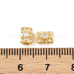 真鍮製マイクロパヴェキュービックジルコニアビーズ  cloumn  18KGP本金メッキ  5.5x5x4.5mm  穴：2.2mm&nbsp;KK-H078-18G