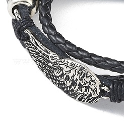 PU Leather & Waxed Cords Triple Layer Multi-strand Bracelets&nbsp;BJEW-G709-05B