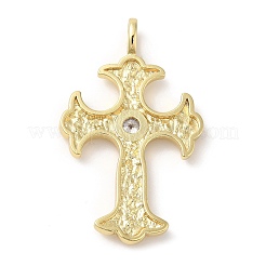 Brass Micro Pave Clear Cubic Zirconia Pendants&nbsp;KK-M246-03G