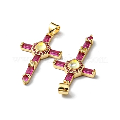Rack Plating Brass Micro Pave Cubic Zirconia Pendants&nbsp;KK-P235-08G-02