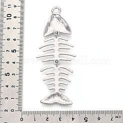 真鍮製ビッグサイズペンダントトップ  カドミウムフリー＆鉛フリー  魚の骨  プラチナ  84x32.5x6.5mm  穴：4mm&nbsp;KK-N268-02P