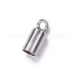 変色しにくい304ステンレススチールコードエンド  ステンレス鋼色  7.5x3.5mm  穴：1.5mm  内径：3mm&nbsp;STAS-P091-14