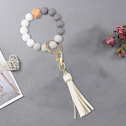 1Pcs Silicone Round Beaded Keychain Wristlet&nbsp;AJEW-CL0001-11A