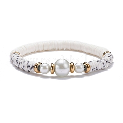 Handmade Polymer Clay Heishi Beads Stretch Bracelet&nbsp;BJEW-JB07453