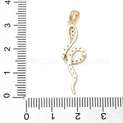 真鍮製マイクロパヴェキュービックジルコニアペンダント  ヘビ  ゴールドカラー  カラフル  31x10x2.5mm  穴：3.5x2.5mm&nbsp;LS-KK-Q037-01B-G