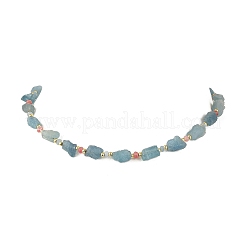 Raw Rough Natural Aquamarine & Dyed Faceted Rondelle Malaysia Jade Beaded Necklaces for Women&nbsp;NJEW-JN06487