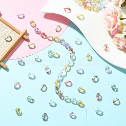 100個の透明なガラスビーズ  コー​​ヒー豆  ミックスカラー  10x8.5x5.5mm  穴：1mm&nbsp;GLAA-CJ0002-91