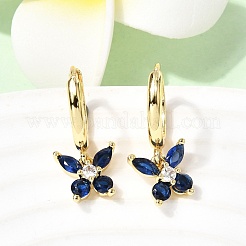 Butterfly Brass Micro Pave Cubic Zirconia Hoop Earrings&nbsp;EJEW-H180-16G