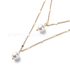 Brass Link Chain Double Layer Necklaces&nbsp;NJEW-JN03993