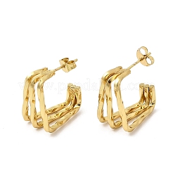 Triple Square 201 Stainless Steel Stud Earrings&nbsp;EJEW-Z151-04G
