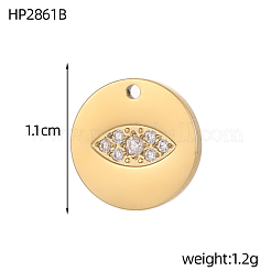 304 Stainless Steel Micro Pave Cubic Zirconia Pendants&nbsp;STAS-OY008-69G