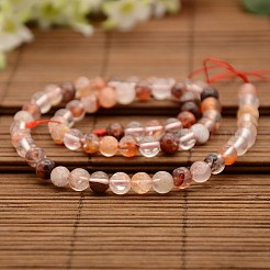 Natural Hematoid Quartz/Fire Quartz Round Beads Strands&nbsp;G-N0078-6mm-06