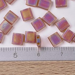 MIYUKIティラビーズ  日本製シードビーズ  2穴  （tl134fr）マット透明ダークトパーズab  5x5x1.9mm  穴：0.8mm  約1180個/100g&nbsp;SEED-J020-TL134FR