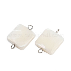 Natural Shell Square Connector Charms&nbsp;STAS-D378-27P