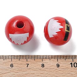 Christmas Printed Schima Wood  European Beads&nbsp;WOOD-G023-17B
