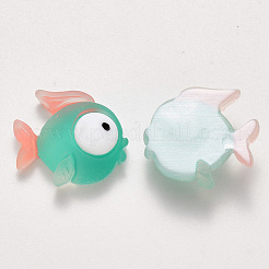 半透明のつや消し樹脂カボション  魚  ライトシーグリーン  21x19x8mm&nbsp;CRES-N022-15