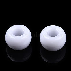 不透明なプラスチックビーズ  バレル  ホワイト  9x6mm  穴：3.8mm  約1950個/500g&nbsp;KY-T025-01-F18