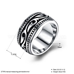 メンズステンレススチールフィンガー指輪  ワイドバンドリング  アンティークシルバー  usサイズ9（18.9mm）&nbsp;RJEW-BB29955-9