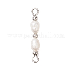 3Pcs 3 Styles Natural Cultured Freshwater Pearl Rice Beaded Links Connector Charms&nbsp;PALLOY-JF04914-01