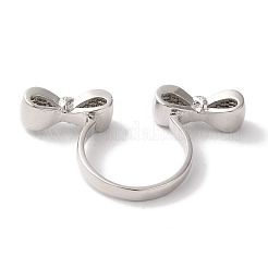 Bowknot Brass Micro Pave Clear Cubic Zirconia Open Cuff Rings for Women&nbsp;LS-RJEW-C098-15P