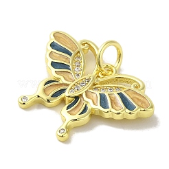 Brass Enamel Micro Pave Cubic Zirconia Pendants&nbsp;KK-Z042-11G-01