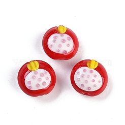 手作りのランプワークの凹凸のあるビーズ連売り  苺  レッド  16x17x13mm  穴：1.6mm  約30個/連  183.86''（467センチメートル）&nbsp;LAMP-Q002-02C