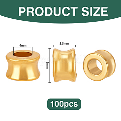 チベット風合金ヨーロピアンビーズ100個  大穴ビーズ  バレル  アンティーク黄金  8x5.5mm  穴：4mm&nbsp;FIND-PH0029-09AG