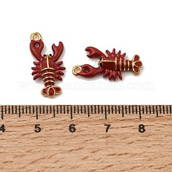 真鍮合金ペンダント  エナメル  ラックめっき  ゴールドカラー  エビ  20~20.5x10x4mm  穴：1.4mm&nbsp;KK-R226-15G-04