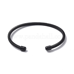 304 Stainless Steel Open Cuff Bangle with Oval Beaded&nbsp;BJEW-C031-02