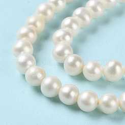 天然養殖淡水パールビーズ連売り  ラウンド  グレード5 A  ホワイトスモーク  5.5~6x5.5~6mm  穴：0.7mm  約72個/連  15.63インチ（39.7cm）&nbsp;PEAR-E018-75