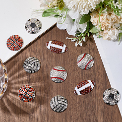10Pcs 5 Styles Sports Balls Alloy Rhinestone Cabochons&nbsp;FIND-SC0023-43
