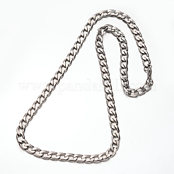 変色しない304ステンレススチールカーブチェーンネックレス  カニカン付き  多面カット  ステンレス鋼色  23.6インチ（60cm）&nbsp;NJEW-N0036-02P
