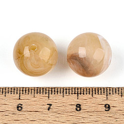 丸いアクリル天然石風ビーズ  桃パフ  15~16mm  穴：1.8mm  約227個/500g&nbsp;OACR-R029-16mm-14A