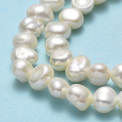 天然養殖淡水パールビーズ連売り  研磨両側  リネン  4.5x4~4.5x3.5~4.5mm  穴：0.7mm  約83個/連  14.37''（36.5センチメートル）&nbsp;PEAR-A005-08-01