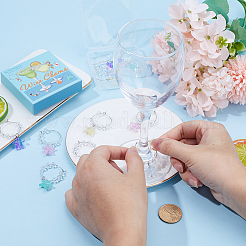 ガラスワイングラスチャーム  真鍮フープピアスパーツ  スター  ミックスカラー  49mm  6色  4個/カラー  24個/箱&nbsp;AJEW-SC0001-59