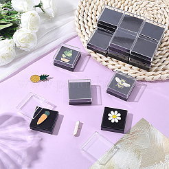透明なプラスチック製のルースダイヤモンド収納ボックス  正方形  ブラック  4.3x4.3x2.2cm&nbsp;CON-WH0083-018A