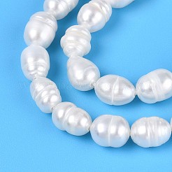 天然養殖淡水パールビーズ連売り  ライス  乳白色  5~7.5x4.5~5mm  穴：0.4~0.5mm  約28~29個/連  6.89~7.28''（17.5~18.5センチメートル）&nbsp;PEAR-T006-06