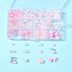ミックスシェイプ＆ミックススタイルのアクリルビーズファインディングキット  ピンク  8~15.5x14~20x4~8.5mm  穴：1.4~2mm&nbsp;DIY-FS0007-09B