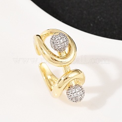 Brass Micro Pave Cubic Zirconia Adjustable Cuff Rings&nbsp;RJEW-C140-11G