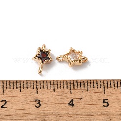 真鍮パヴェガラスコネクターチャーム  ニッケルフリー  スターリンク  ゴールドカラー  ミックスカラー  6x9x3mm  穴：1.2mm&nbsp;KK-C062-027G