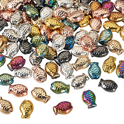 100 個 10 スタイル電気メッキガラスビーズ  魚  フルメッキ  ミックスカラー  15x10x3mm  穴：1mm  10個/カラー&nbsp;EGLA-TA0013-15