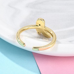 Rack Plating Brass Micro Pave Cubic Zirconia Open Cuff Rings for Women&nbsp;KK-K392-59G-03