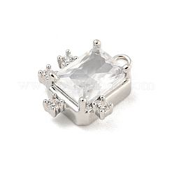 Rectangle Rack Plating Brass Micro Pave Cubic Zirconia Charms&nbsp;KK-P277-23P-01