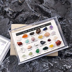 天然石ナゲットコレクション  地球科学教育用  箱：90x60x20ミリ  宝石：3.4~14x5~8mm  24個/箱&nbsp;G-F734-03
