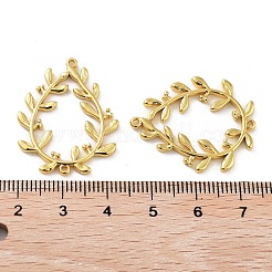 304ステンレススチールコネクタチャーム  葉の涙  18KGP本金メッキ  28.5x23x2mm  穴：1.2mm&nbsp;STAS-F304-04G-03