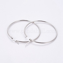 304ステンレススチールフープピアス  リング  ステンレス鋼色  55x2mm  ピン：1x0.6mm  内径：51mm&nbsp;EJEW-WH0002-03C-P