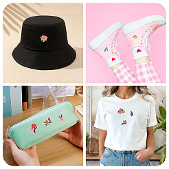 ポリエステル刺繍布アイロン接着/縫い付けパッチ36枚  マスクと衣装のアクセサリー  アップリケ  花  ミックスカラー  19.5~48.5x19.5~56.5x1.5mm&nbsp;DIY-TA0013-07