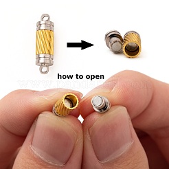 ループ付き真鍮製マグネットクラスプ  コラム  プラチナ  18x5mm  穴：1.8mm&nbsp;MC040-1