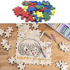 40個 6色 密度ボード DIY ペイント ジグソーパズル  子供のおもちゃ工芸品ジグソーパズル  ミックスカラー  19x19x2.5mm  20個/カラー&nbsp;DIY-GF0003-68